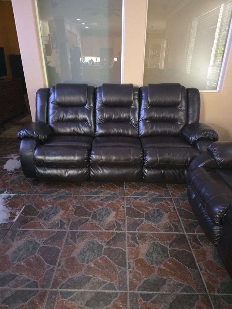 Leather Sectional 3 Pieces Recliner