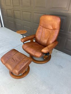 Stressless Leather Recliner Chair with Ottoman & Side Table