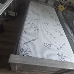 Twin Bed with Foam Mattress & Storage 