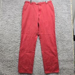 Peter Millar Pants Men 38 (Fits 34x33) Red Straight Chino Pima Cotton Twill
