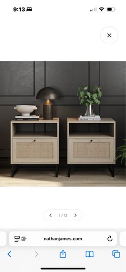 Nathan James nightstands light oak rattan