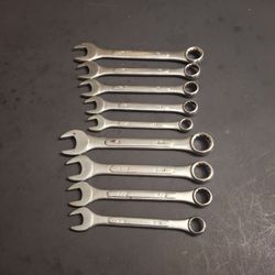 Mismatched Wrench Lot Of 9 Pieces, Includes SAE & Metric - In Good Working Shape