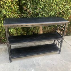 Black with Distressing Three Tier Console Table