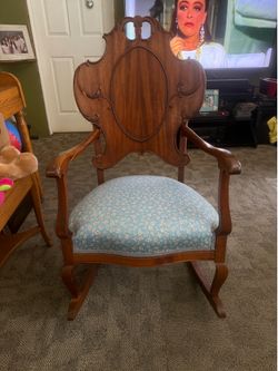 Vintage Carved Wood Rocking Chair