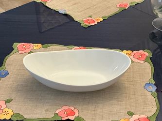 White Oval Ceramic Serving Bowl