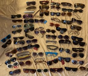 73 Pair of New Old Stock Sunglasses, Not Sold separately, Just in a Lot for Cheaper.  I have 14 Boxes of Nice mostly ladies jeans, all different.  I w