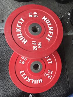 45 Pounds Bumper Plates Olympic Size 2 Inch Hole  Plates Weight Exercise Workouts Weightlift Bench Press 