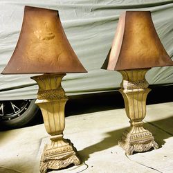 Two Large Antique Ceramic Lamps 