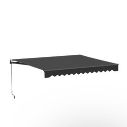 ALEKO Caribbean Manual Retractable Patio Awning white frame - Black Fabric - 10 x 8 ft.