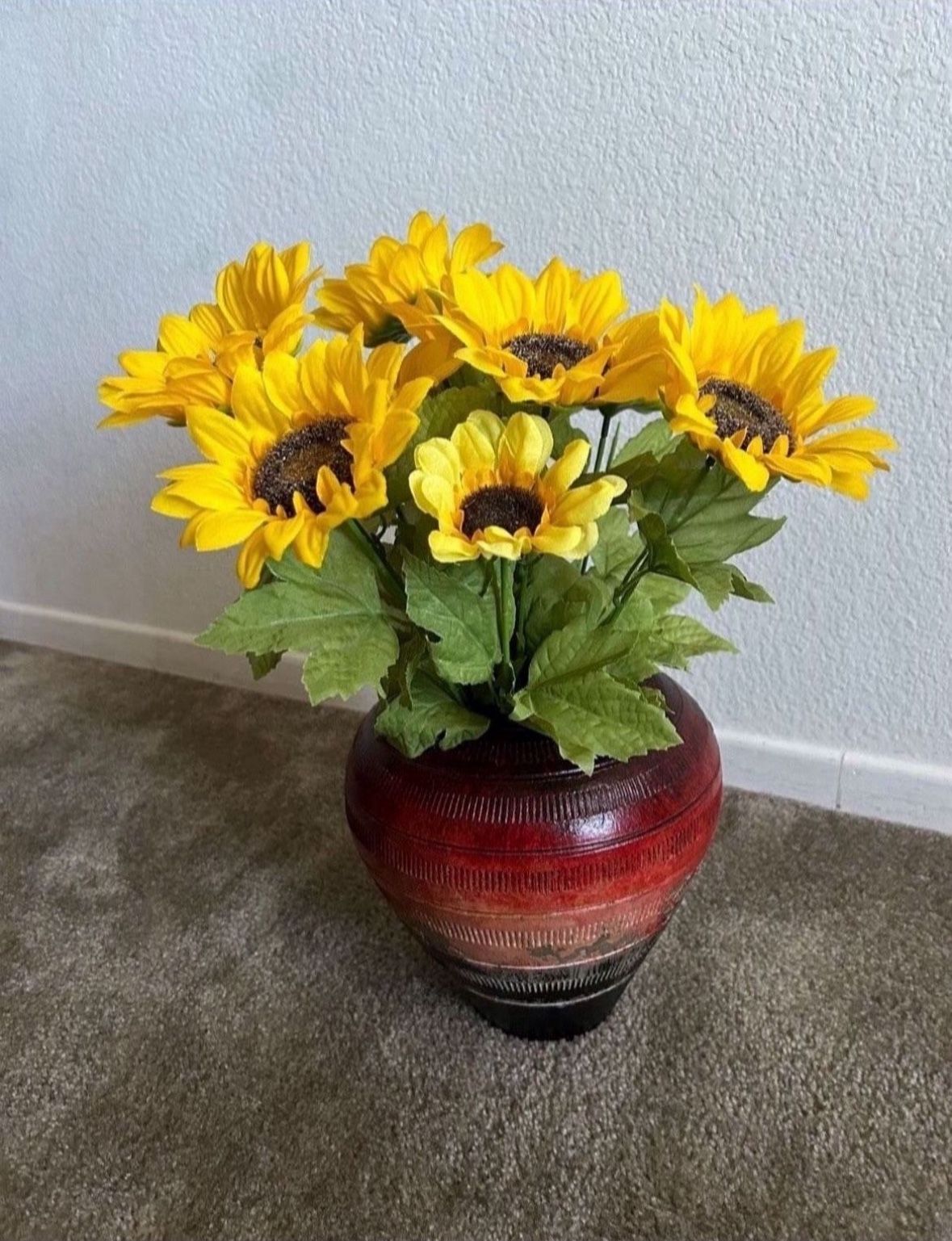 Vase with artificial Sunflowers 🌻