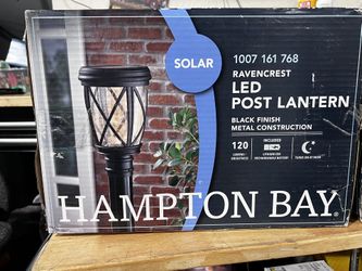 Hampton Bay Ravencrest 120 Lumens Black Outdoor Solar Post