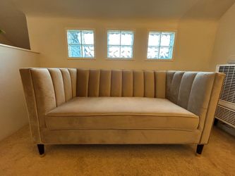 World Market Channel-Back Velvet Sofa – Great Condition