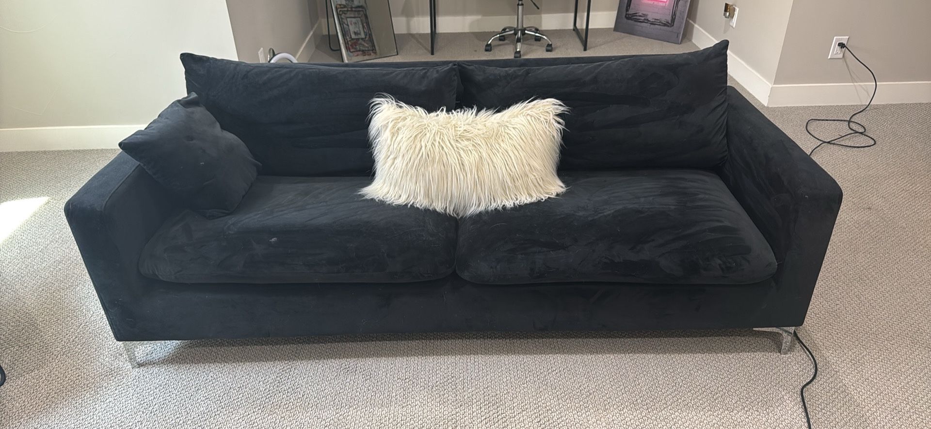 Black velvet couch