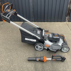 Worx Nitro 40v Lawnmower and Leafjet Blower 