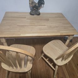 Wood Table With 2 Chairs 