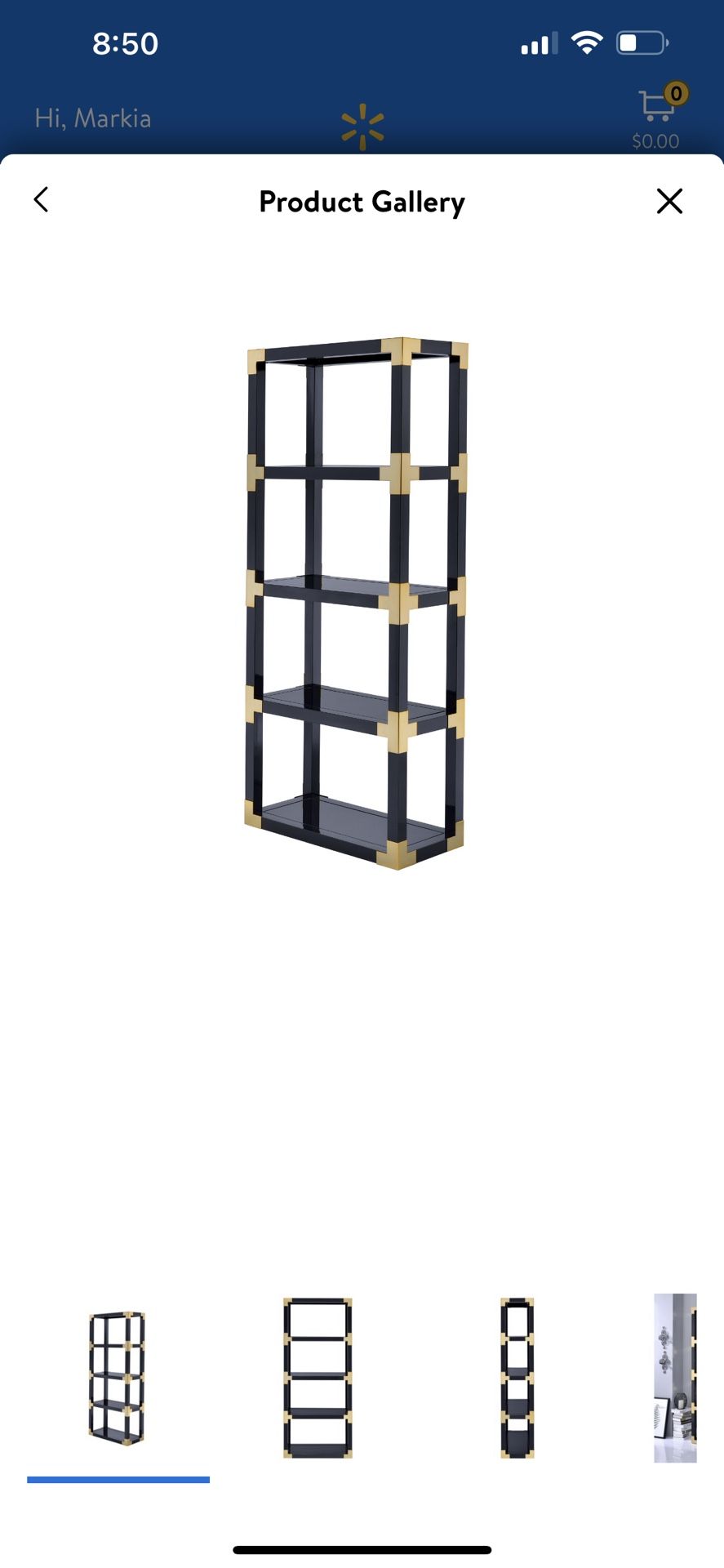 BLACK AND GOLD BOOKSHELF 