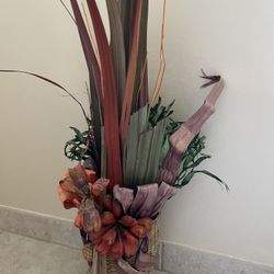 Rattan Vase With Flower Arrangement 