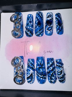 Blue Bandanna Press Ons