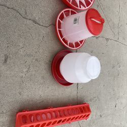 Plastic food feeders, Chicken feeder  PLASTIC FOOD FEEDER 6.6LB / 3KGS.  $8- $1519.8LB / 9KGS. $15PLASTIC WATERER  2.9 Gallons 