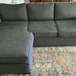 Blue/Gray Fabric Sofa Couch With Chaise