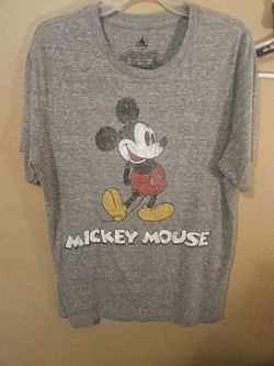 Mickey Mouse T Shirt Adult Gray Vintage Look Short Sleeve Disney Sz XL