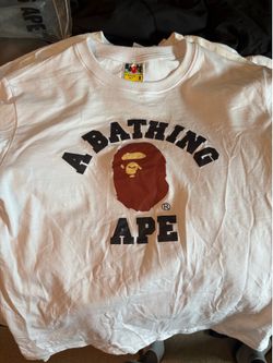 White bape college tshirt, M