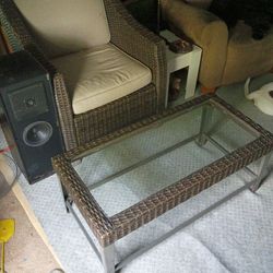 Glass Top Table 1 Chair W/ Cushin