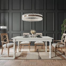 *Brand New* Better Wood & Home 61" Modern Farmhouse Solid Wood Dining Table, Creamy White Oak 