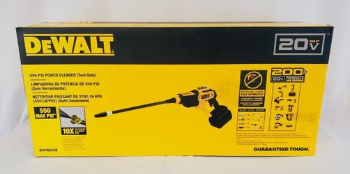 New Dewalt 20V MAX 550 PSI 1.0 GPM Cold Water Cordless Cleaner with 4 Nozzles (Tool Only). $120