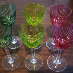 Baccarat Crystal Colored Wine Glasses Set Of 6