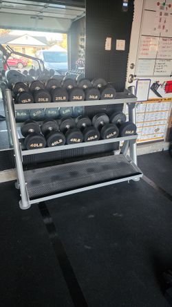 15-50lb Pro Style Rubber Dumbbells