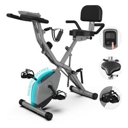 Foldable Exercise Bike Stationary Bikes for Home, 5 IN 1 Indoor Workout Bike
