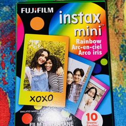 🟢🌈🟡✨FUJIFILM INSTAX MINI RAINBOW🌈⚫️ 10 SHEETS OF FILM🎞️✨🔵🌈🟣