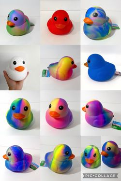 Viral jumbo squishy tie dye ducks squeezy new TikTok sensory toy kids