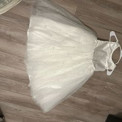 Kids White Dress Wedding Flower Girl 