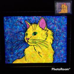 Cat Portrait Painting, Glow + Blacklight 