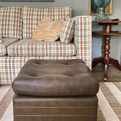 Faux leather ottoman