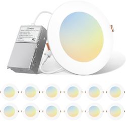 Amico LED Recessed Light 6 Inch Ultra-Thin 12W 2700K/3000K/4000K/5000K/6000K Selectable Canless