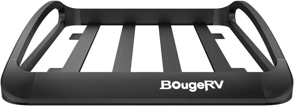 BougeRV Anti-Rust Aluminum Roof Basket 47''x40''x8'' Lightweight Universal Rooftop Cargo Carrier Roof Rack Cargo Basket with Wind Fairing, Roof Rack f
