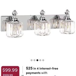LED Modern Crystal Bathroom Vanity Lights Over Mirror, Chrome Bathroom Light Fixtures Wall Light