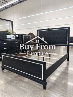 King size black led bed with orthopedic mattress included