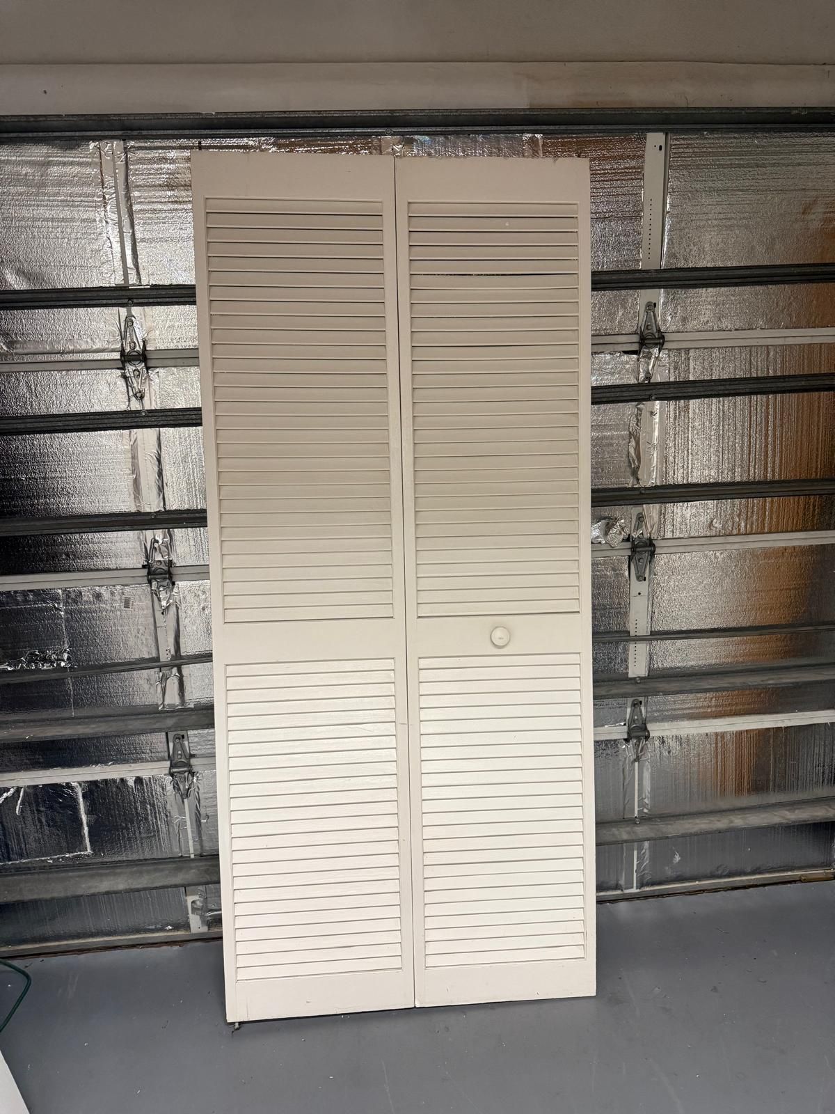 (1) 36x79” Plantation Louvered Solid Core, 2" Slats, Primed White Wood, Closet BiFold Door