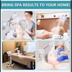 Professional 2 in 1 Facial Steamer for Face Deep Cleaning Ozone Face Steamer with 5X Magnifying Lamp Hot Mist Function 