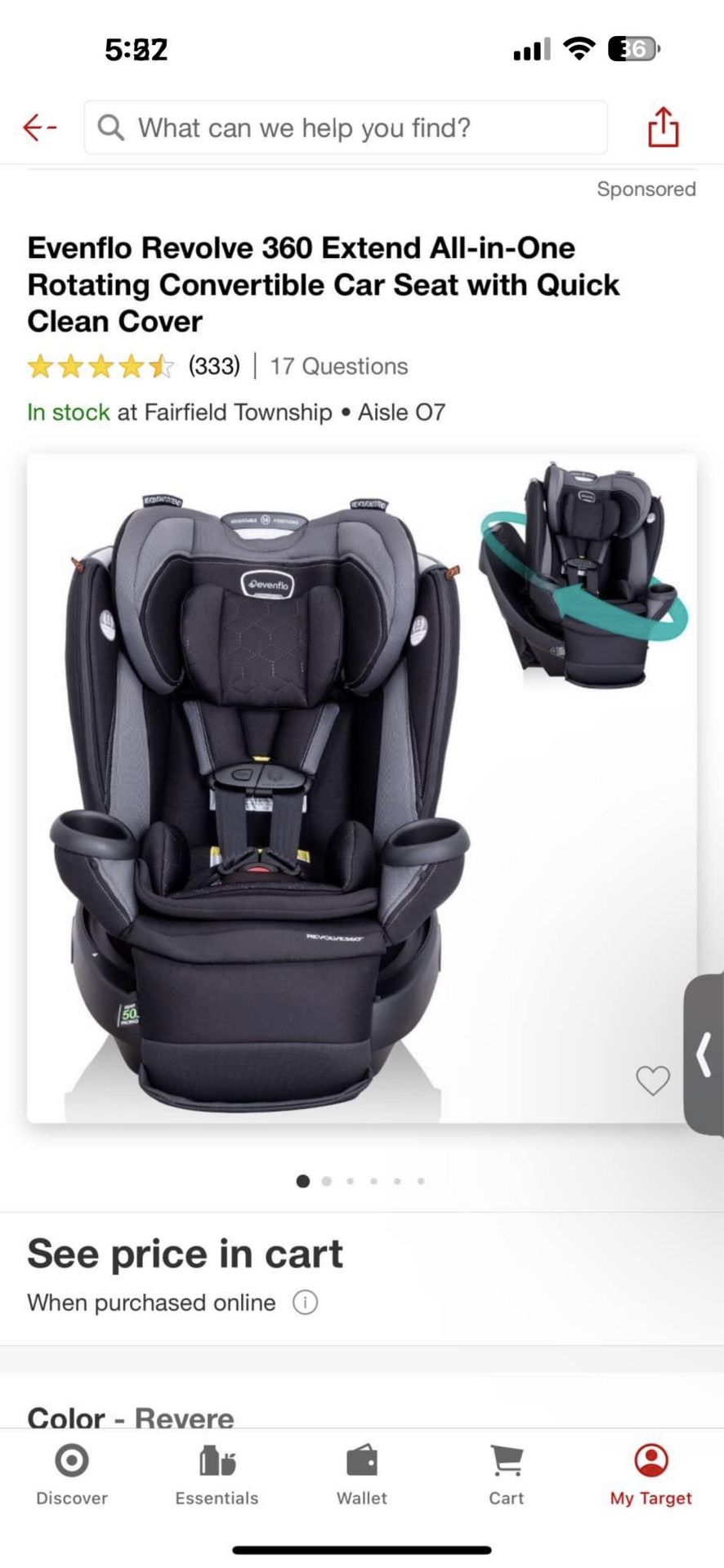Evenflo Revolve360 Extend All-in-One Rotational Car Seat with Quick Clean Cover