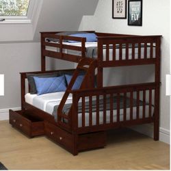 Donco Twin Over Full Bed - Walnut 