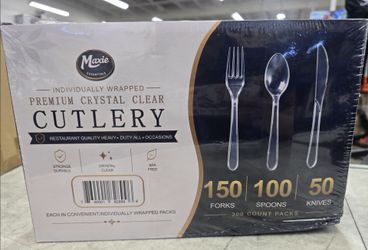 Maxie Essentials Crystal Clear Plastic Cutlery 300-Count