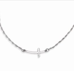 Sterling Silver Sideways cross 14 inches