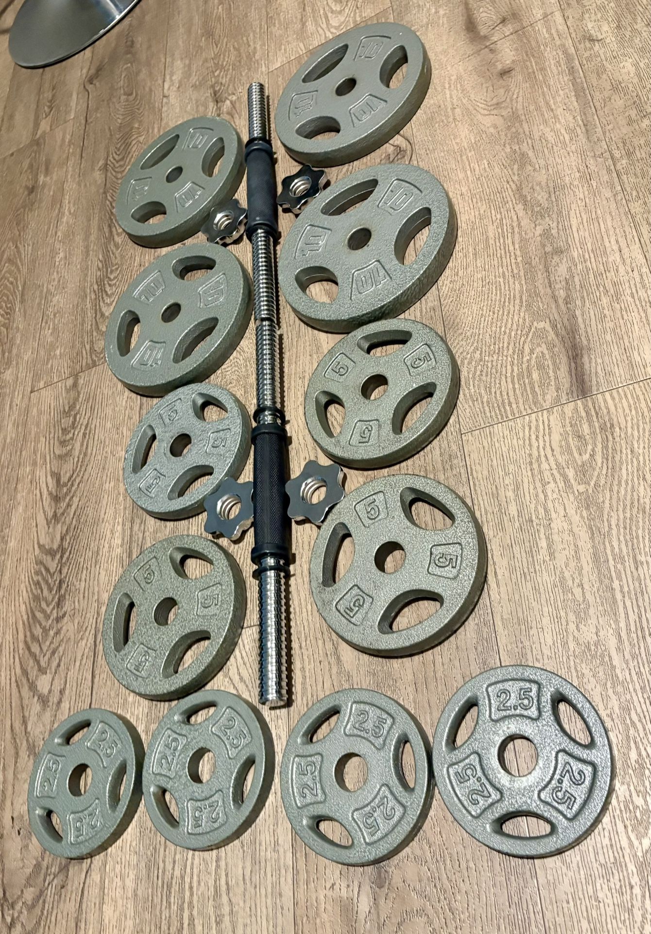 Set Of Standard Adjustable Dumbbells CAP Olive 10s 5s And 2.5s  [total:  80 lbs]