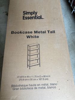 Bookcase - tall white metal - brand new in box