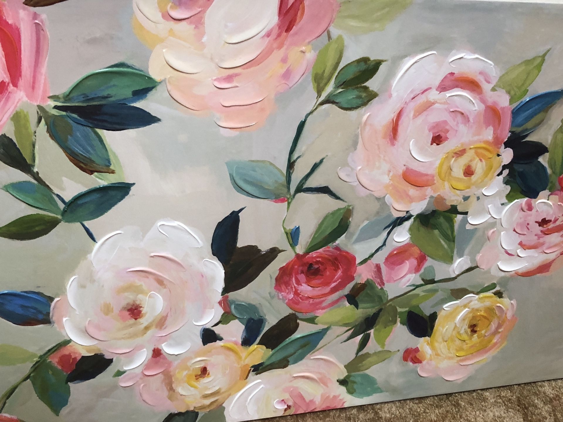 Large Roses Painting on Wrapped Canvas